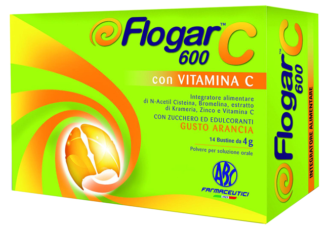 FLOGAR  C 600 CON VITAMINA C 14 BUSTINE GUSTO ARANCIA - farmacia187.it