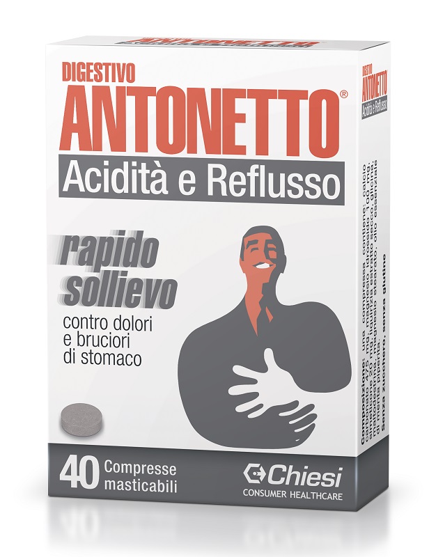 DIGESTIVO ANTONETTO ACIDITA' E REFLUSSO 40 COMPRESSE MASTICABILI - farmacia187.it