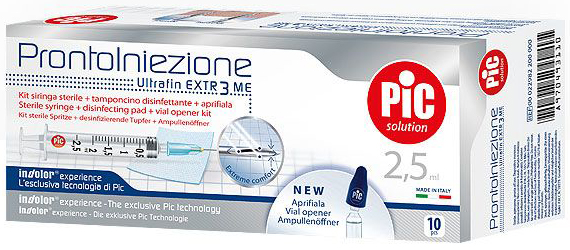 SIRINGA PIC SOLUTION PRONTO INIEZIONE 2,5 ML AGO GAUGE 23 1 1/4 10 PEZZI - farmacia187.it