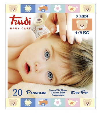 TRUDI BABY CARE PANNOLINI DRY FIT MIDI 4/9 KG 20 PEZZI - farmacia187.it