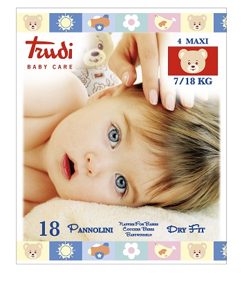 TRUDI BABY CARE PANNOLINO DRY FIT MAXI 7/18 KG 18 PEZZI - farmacia187.it