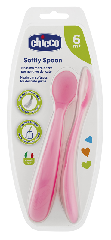 CHICCO CUCCHIAIO SILICONE FEMMINILE BI PACK 6M+ - farmacia187.it
