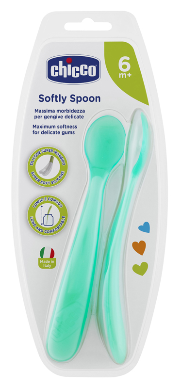 CHICCO CUCCHIAIO SILICONE MASCHILE BI PACK 6M+ - farmacia187.it