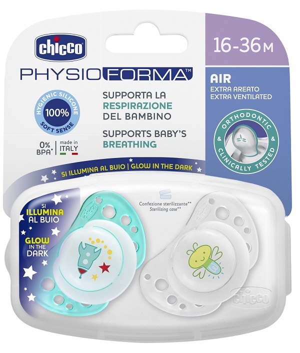 CHICCO SUCCHIETTO AIR LUMI IN SILICONE 16-36 MESI 2 PEZZI - farmacia187.it