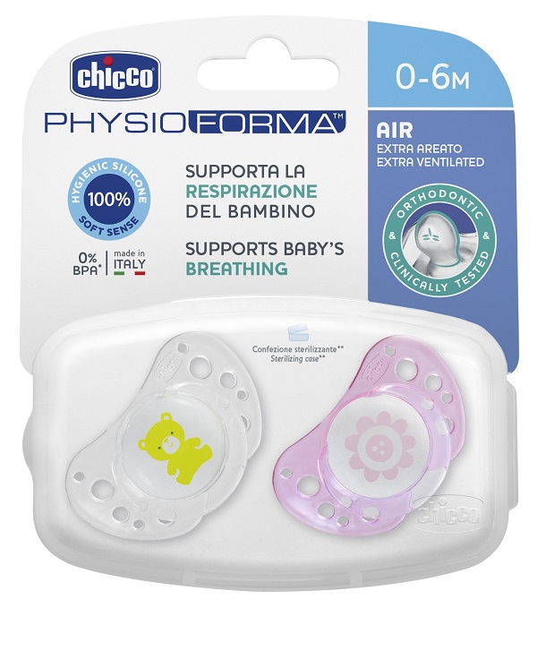 CHICCO SUCCHICCO AIR GIRL SILICONE 0-6 MESI 2 PEZZI - farmacia187.it