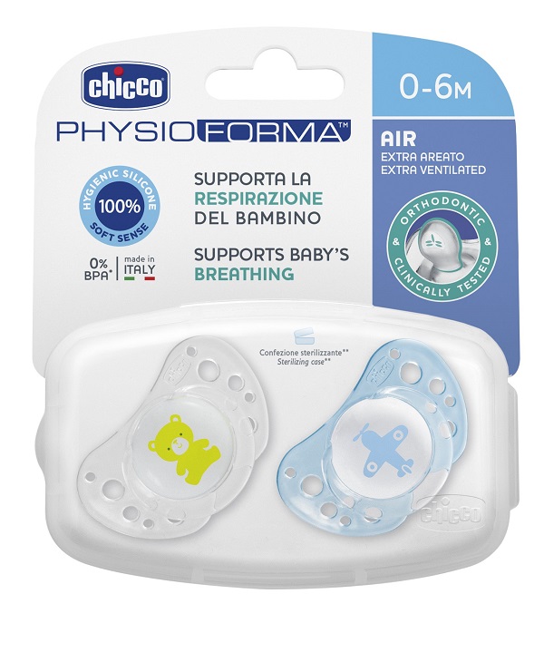 CHICCO SUCCHICCO AIR BOY SILICONE 0-6 MESI 2 PEZZI - farmacia187.it