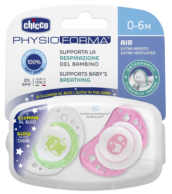CHICCO SUCCHICCO AIR LUM SILICONE 0-6 MESI 2 PEZZI - farmacia187.it
