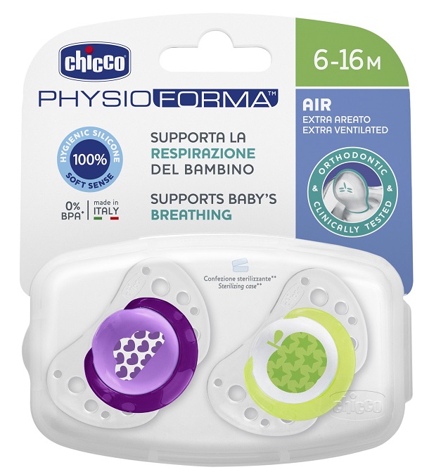 CHICCO SUCCHIETTO AIR GIRL IN SILICONE 6-16 MESI 2 PEZZI - farmacia187.it