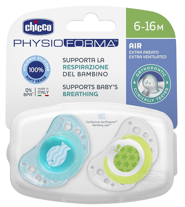 CHICCO SUCCHIETTO AIR BOY IN SILICONE 6-16 MESI 2 PEZZI - farmacia187.it
