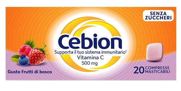CEBION MASTICABILE SENZA ZUCCHERO VITAMINA C 500 MG 20 COMPRESSE - farmacia187.it