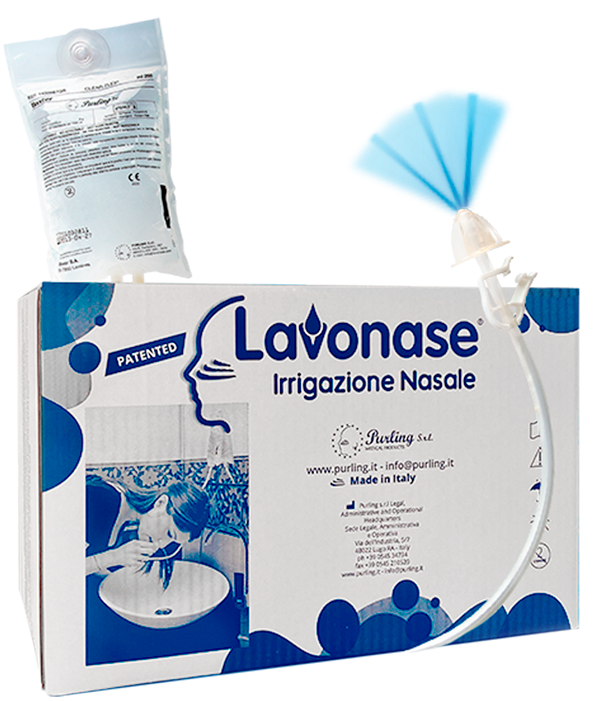 LAVONASE 2 BLISTER STERILI + 10 SACCHE SOLUZIONE FISIOLOGICAPER LAVAGGI NASALI + 1 CLAMP + 1 VENTOSA - farmacia187.it