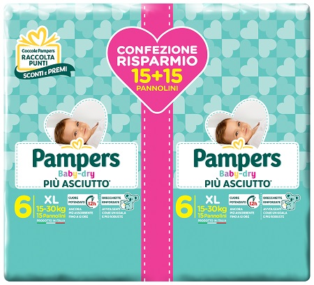 PAMPERS BABY DRY DUO DWCT XL 30 PEZZI - farmacia187.it