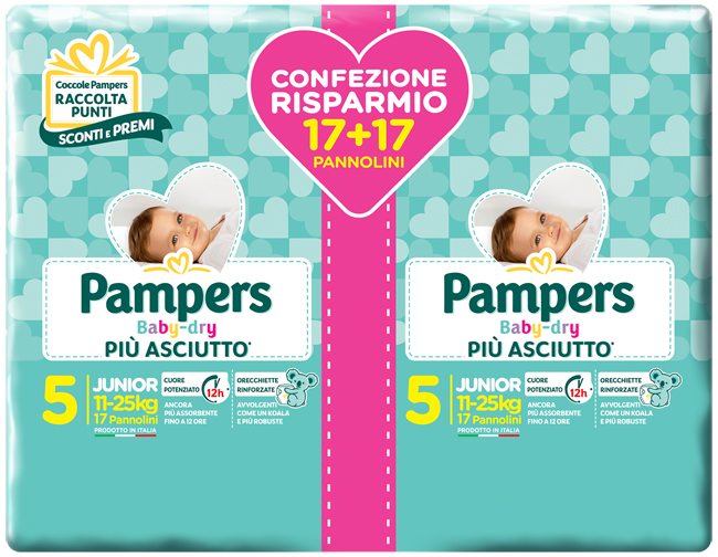 PAMPERS BABY DRYDUO DWCT JUNIOR X 34 PEZZI - farmacia187.it