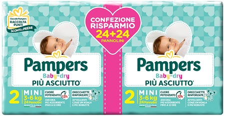 PAMPERS BABY DRY DUO DOWNCOUNT MINI 48 PEZZI - farmacia187.it