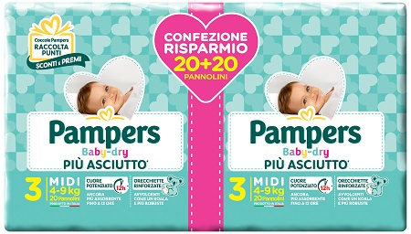 PAMPERS BABY DRY DUO DOWNCOUNT MIDI 40 PEZZI - farmacia187.it