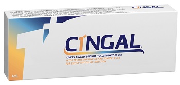 SIRINGA PRERIEMPITA INTRA ARTICOLARE CINGAL 4 ML 22MG/ML ACIDO RETICOLATO CON 4,5 MG/ML TRIAMCINOLONE ESACETONIDE - farmacia187.it