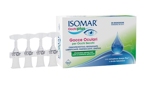 ISOMAR OCCHI PLUS GOCCE OCULARI PER OCCHI SECCHI ALL'ACIDO IALURONICO 0,25% 30 FLACONCINI MONODOSE - farmacia187.it