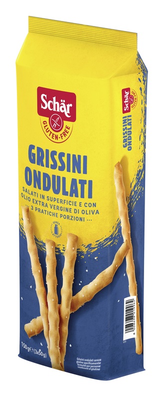SCHAR GRISSINI ONDULATI SALATI IN SUPERFICIE 3 PORZIONI DA 50 G - farmacia187.it