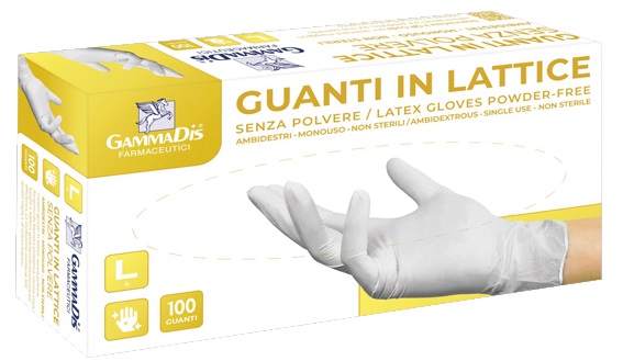 GUANTI LATTICE CON POLVERE MEDIUM 100 PEZZI GAMMADIS - farmacia187.it