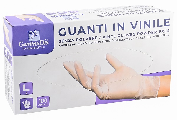 GUANTI VINILE SENZA POLVERE LARGE 100 PEZZI GAMMADIS - farmacia187.it