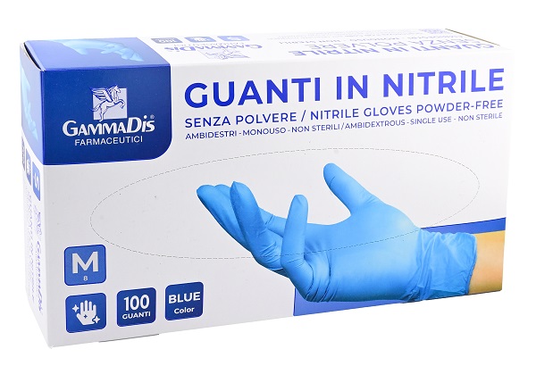 GUANTI NITRILE SENZA POLVERE MEDIUM 100 PEZZI GAMMADIS - farmacia187.it