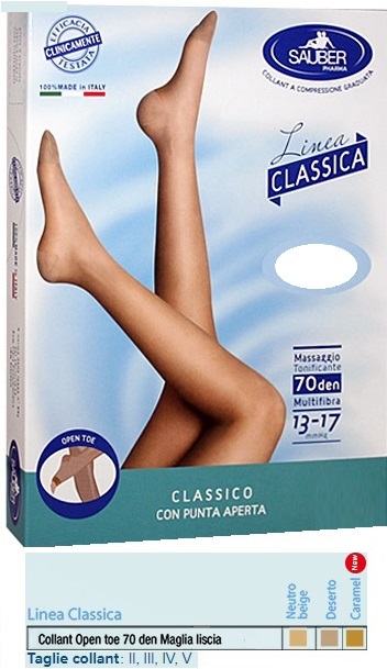 SAUBER COLLANT OPEN TOE MAGLIA LISCIA 70 DEN COLORE NEUTRO BEIGE TAGLIA 5 LINEA CLASSICA - farmacia187.it