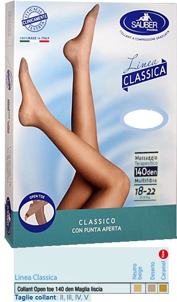 SAUBER COLLANT OPEN TOE MAGLIA LISCIA 140 DEN COLORE NEUTRO BEIGE TAGLIA 2 LINEA CLASSICA - farmacia187.it