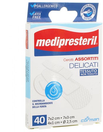 MEDIPRESTERIL CEROTTI DELICATI ASSORTITI 4 FORMATI 40 PEZZI - farmacia187.it