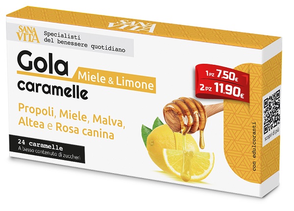 SANAVITA GOLA MIELE & LIMONE 24 CARAMELLE - farmacia187.it