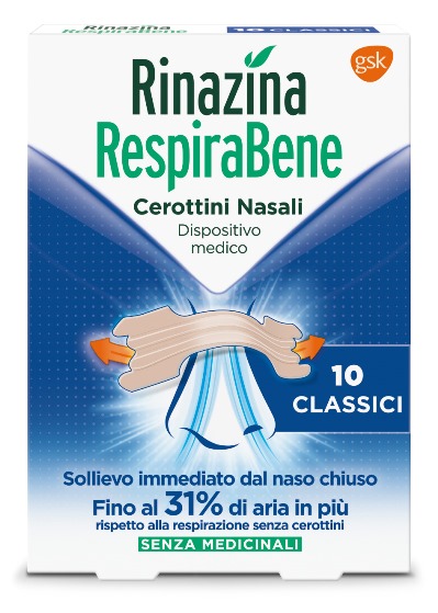 RINAZINA RESPIRABENE CEROTTI NASALI CLASSICI CARTON 10 PEZZI - farmacia187.it