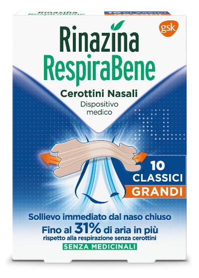 RINAZINA RESPIRABENE CEROTTI NASALI CLASSICI GRANDI CARTON 10 PEZZI - farmacia187.it