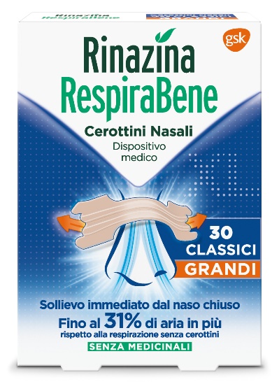 RINAZINA RESPIRABENE CEROTTI NASALI CLASSICI GRANDI CARTON 30 PEZZI - farmacia187.it