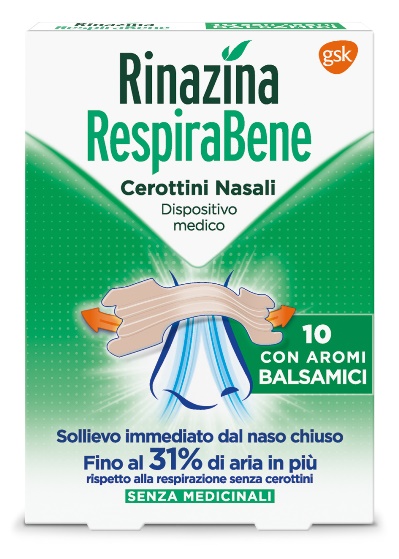 RINAZINA RESPIRABENE CEROTTI NASALI CON AROMI BALSAMICI CARTON 10 PEZZI - farmacia187.it