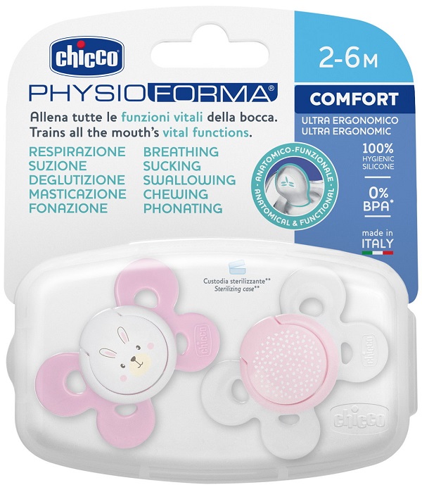 CHICCO SUCCHIETTO COMFORT GIRL SILICONE 2-6 MESI 2 PEZZI - farmacia187.it