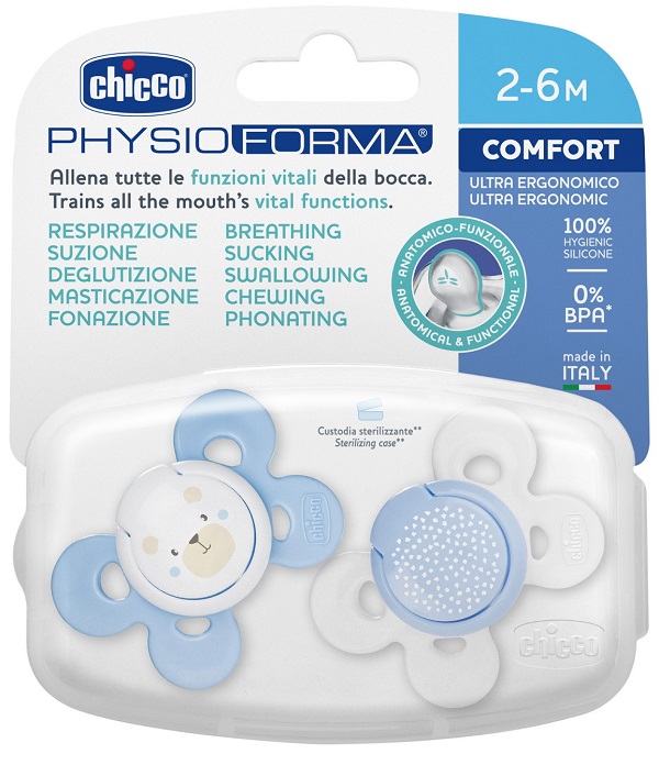 CHICCO SUCCHIETTO COMFORT BOY SILICONE 2-6 MESI 2 PEZZI - farmacia187.it