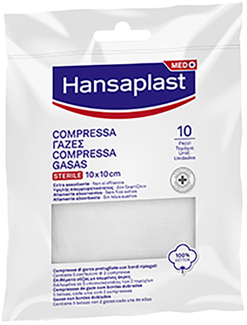 HANSAPLAST GARZA COMPRESSA 10 X 10 CM 10 PEZZI - farmacia187.it