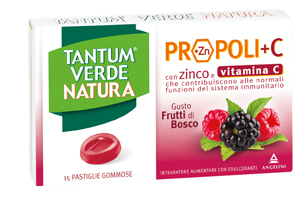 TANTUM VERDE NATURA PROPOLI+C CON ZINCO E VITAMINA C 15 PASTIGLIE GOMMOSE GUSTO FRUTTI DI BOSCO - farmacia187.it
