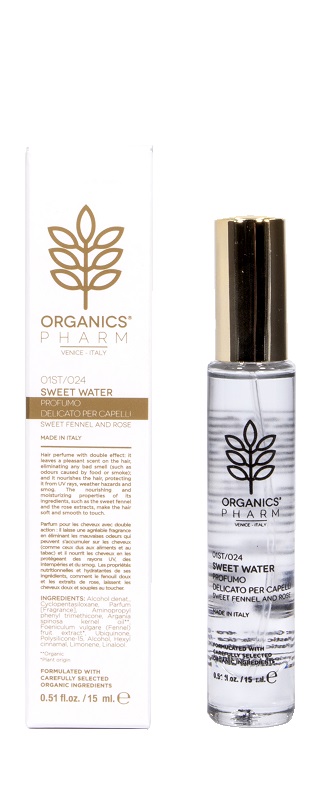 ORGANICS PHARM SWEET WATER PROFUMO DELICATO PER CAPELLI FINOCCHIO E ROSA 15 ML - farmacia187.it