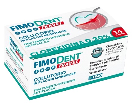 FIMODENT TRAVEL COLLUTORIO CLOREXIDINA SPDD 0,20% 14 FLACONCINI MONODOSE 10 ML - farmacia187.it