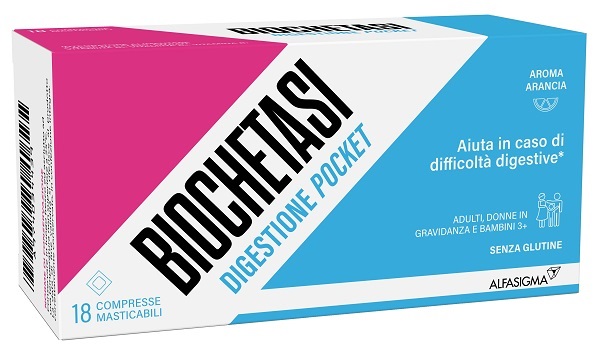 BIOCHETASI DIGESTIONE POCKET 18 COMPRESSE MASTICABILI - farmacia187.it