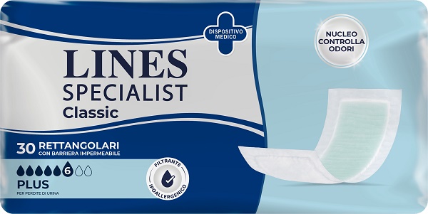 PANNOLONE LINES SPECIALIST CLASSIC RETTANGOLARE CON BARRIERA 30 PEZZI - farmacia187.it