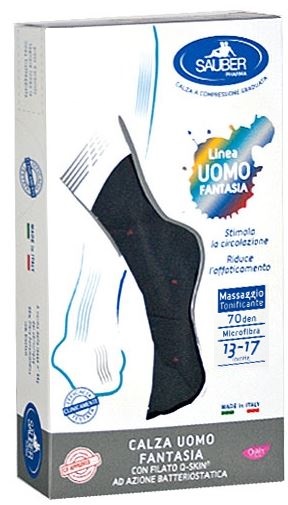 SAUBER CALZA UOMO FANTASIA Q-SKIN 70 DEN BLU POIS ROSSI TAGLIA M - farmacia187.it