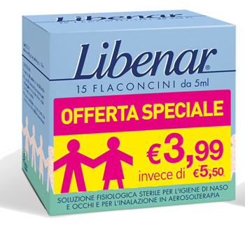LIBENAR 15 FLACONCINI SOLUZIONE ISOTONICA 5 ML TAGLIO PREZZO - farmacia187.it