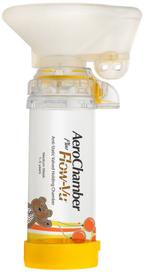 CAMERA DI TENUTA CON VALVOLA AEROCHAMBER PLUS FLOW VU PEDIATRICO MEDIUM 1-5 ANNI - farmacia187.it