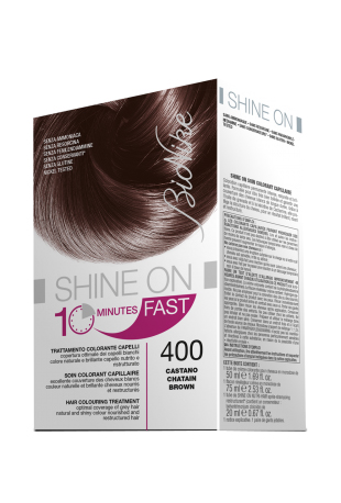 BIONIKE SHINE ON FAST TRATTAMENTO COLORANTE CAPELLI CASTANO 400 60 ML + TUBO 60 ML - farmacia187.it