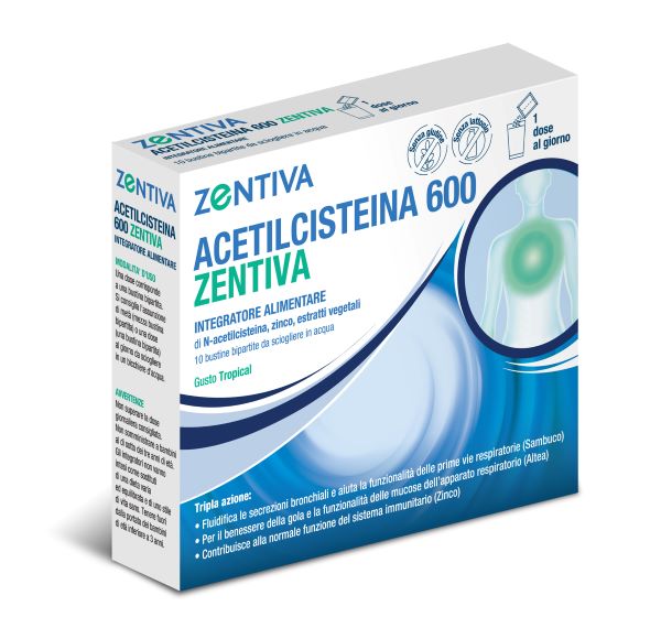 ACETILCISTEINA 600 ZENTIVA 10 BUSTINE BIPARTITE GUSTO TROPICAL - farmacia187.it