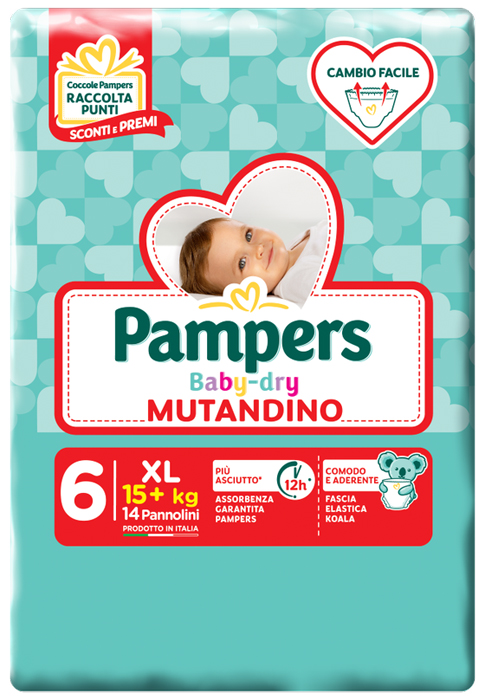 PAMPERS BABY DRY MUTANDINA XL 6 SMALL PACK 14 PEZZI - farmacia187.it