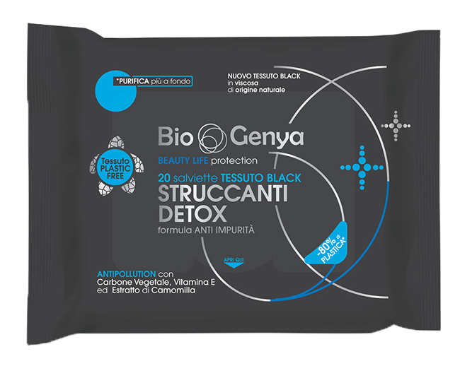 BIOGENYA BEAUTY LIFE PROTECTION 20 SALVIETTE TESSUTO BLACK STRUCCANTI DETOX - farmacia187.it