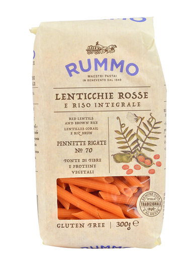 RUMMO PENNETTE RIGATE N 70 LENTICCHIE ROSSE E RISO INTEGRALE 300 G - farmacia187.it