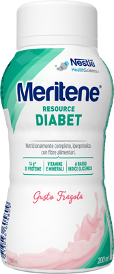 MERITENE RESOURCE DIABET FRAGOLA ALIMENTO IPERPROTEICO 28 VITAMINE E MINERALI 200 ML - farmacia187.it